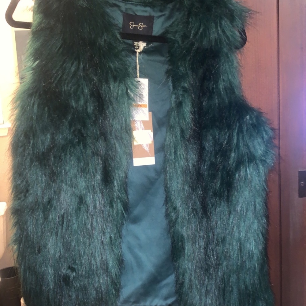 Green Jessica Simpson Faux Fur Vest